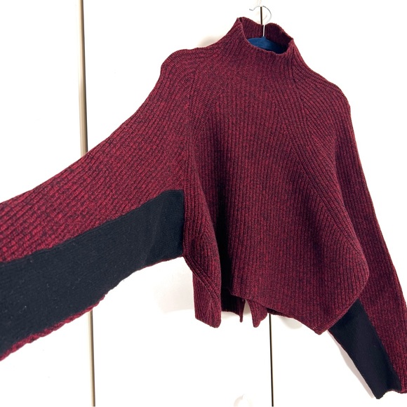Zadig & Voltaire Sweater Women’s S Wool Blend Burgundy Turtleneck Ribbed Dolman - Picture 2 of 8